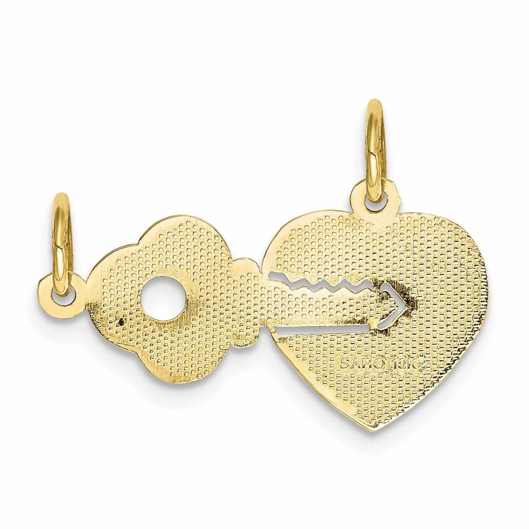Lovely Rita's Pendants & Charms 10k Yellow Gold Polished Heart and Key Pendant