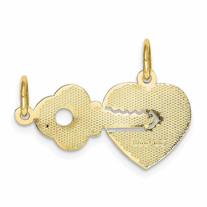 Lovely Rita's Pendants & Charms 10k Yellow Gold Polished Heart and Key Pendant