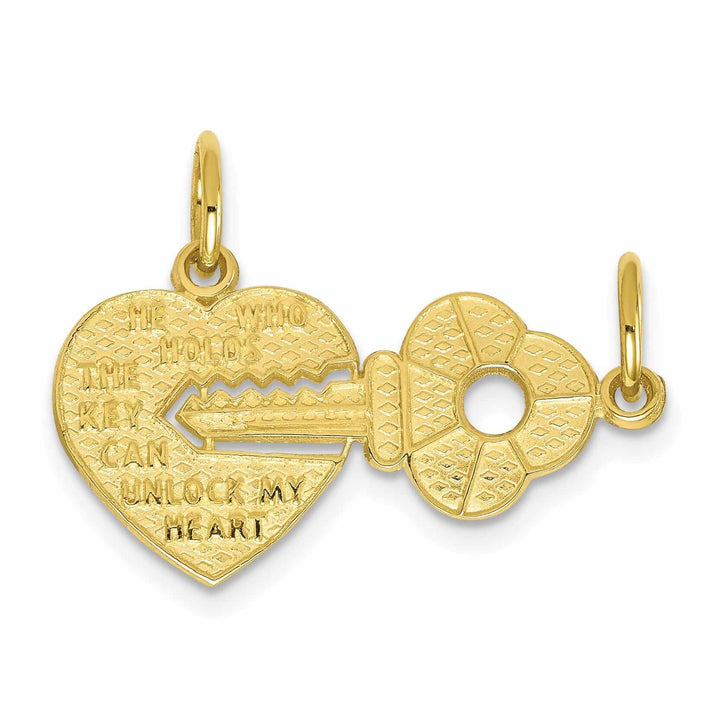 Lovely Rita's Pendants & Charms 10k Yellow Gold Polished Heart and Key Pendant
