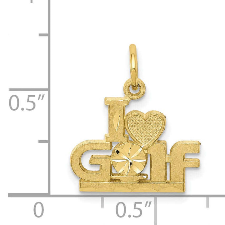 Lovely Rita's Pendants & Charms 10k Yellow Gold Polished I Love Golf Pendant