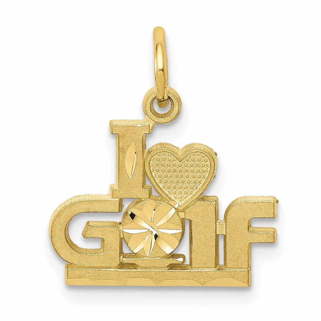 Lovely Rita's Pendants & Charms 10k Yellow Gold Polished I Love Golf Pendant