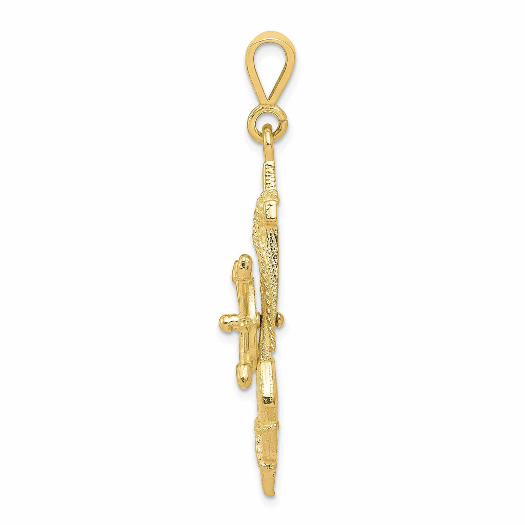 Lovely Rita's Pendants & Charms 10k Yellow Gold Polished Moveable Anchor Wheel Pendant