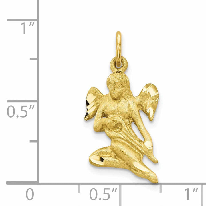 Lovely Rita's Pendants & Charms 10k Yellow Gold Polished Satin Angel Pendant