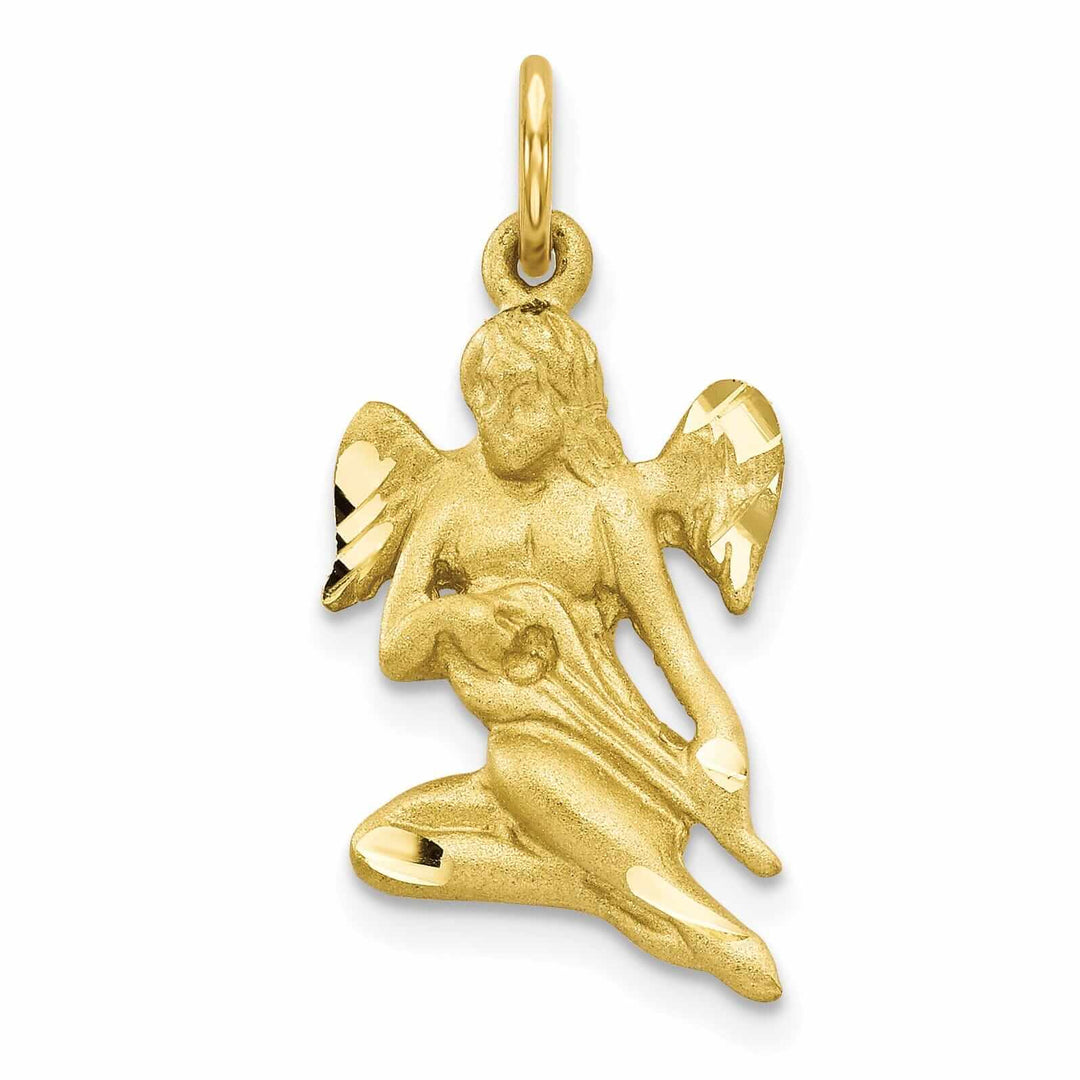 Lovely Rita's Pendants & Charms 10k Yellow Gold Polished Satin Angel Pendant