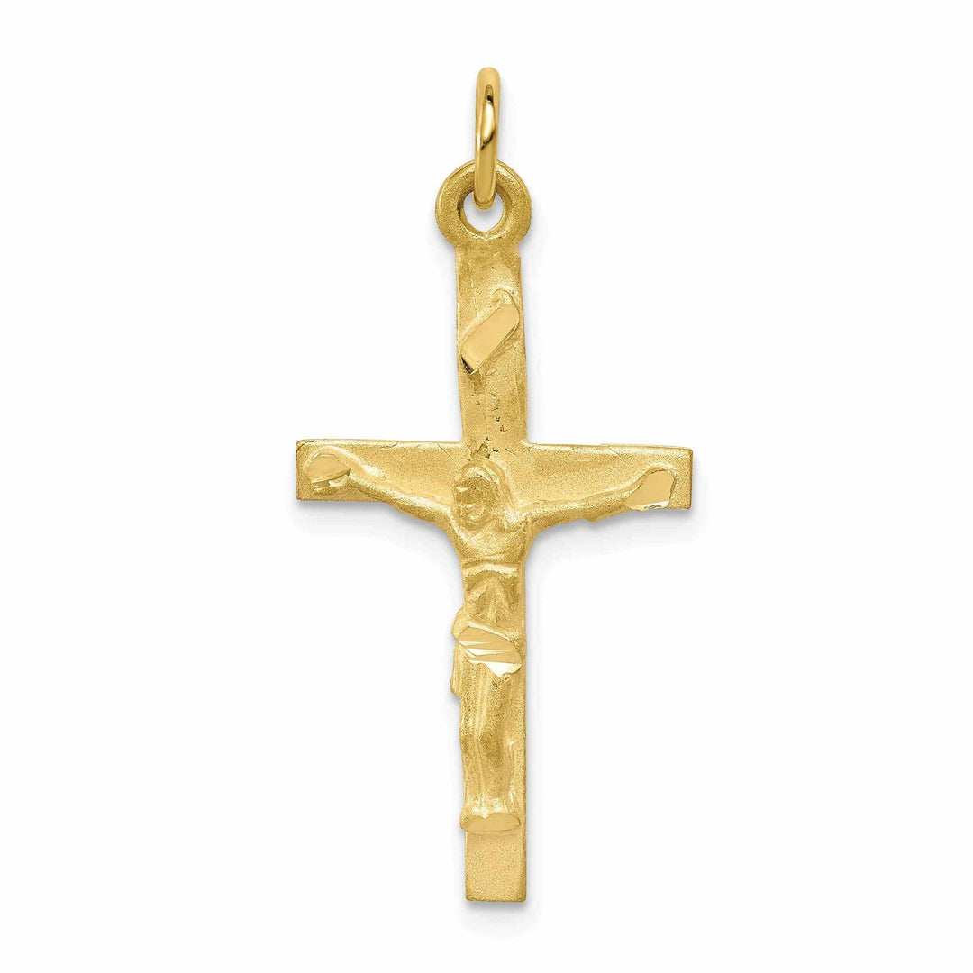 Lovely Rita's Pendants & Charms 10k Yellow Gold Polished Satin Crucifix Pendant