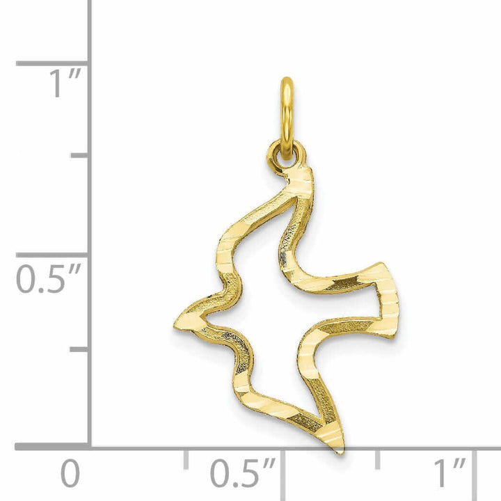 Lovely Rita's Pendants & Charms 10k Yellow Gold Polished Satin Dove Pendant