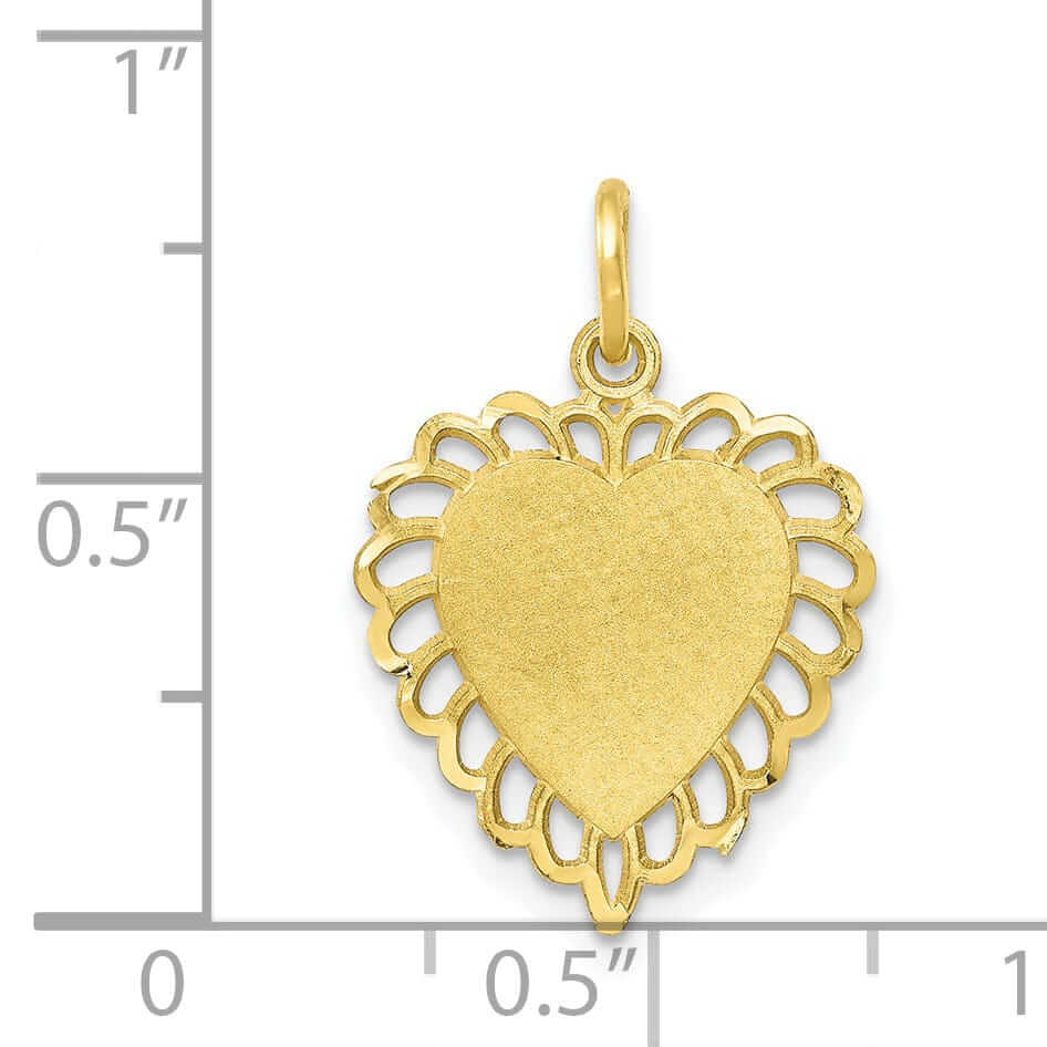 Lovely Rita's Pendants & Charms 10k Yellow Gold Polished Satin Heart Pendant