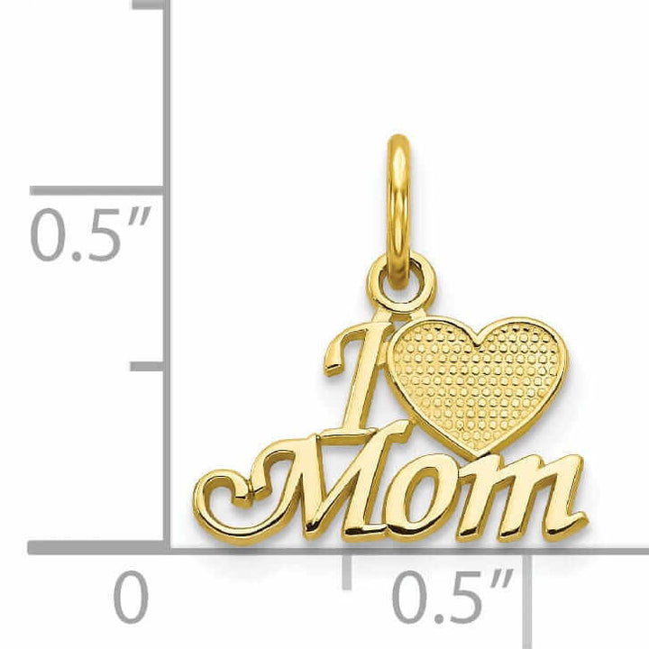 Lovely Rita's Pendants & Charms 10k Yellow Gold Polished Satin I Love Mom Charm
