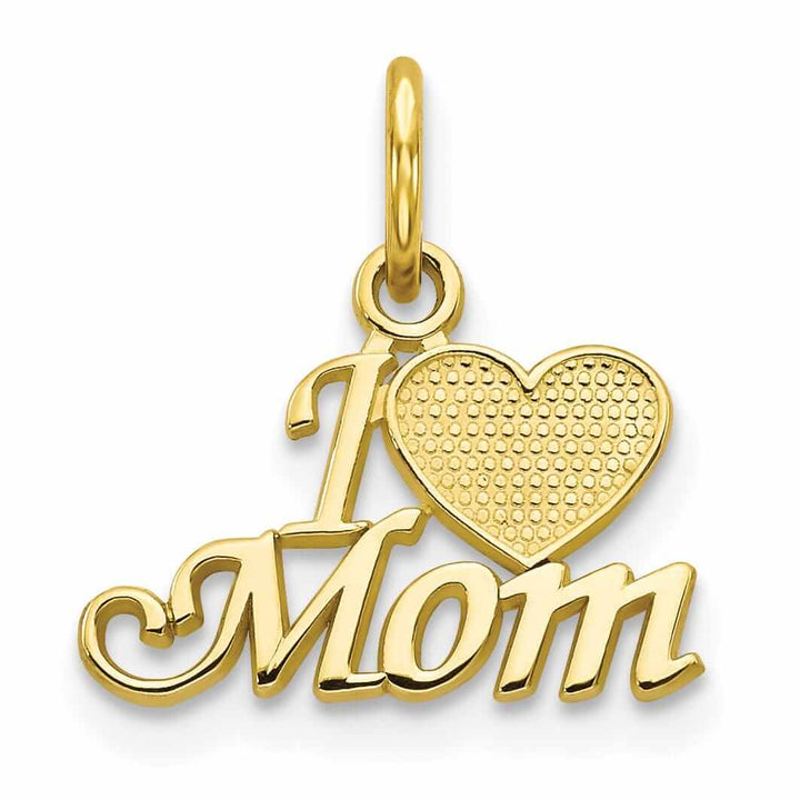 Lovely Rita's Pendants & Charms 10k Yellow Gold Polished Satin I Love Mom Charm
