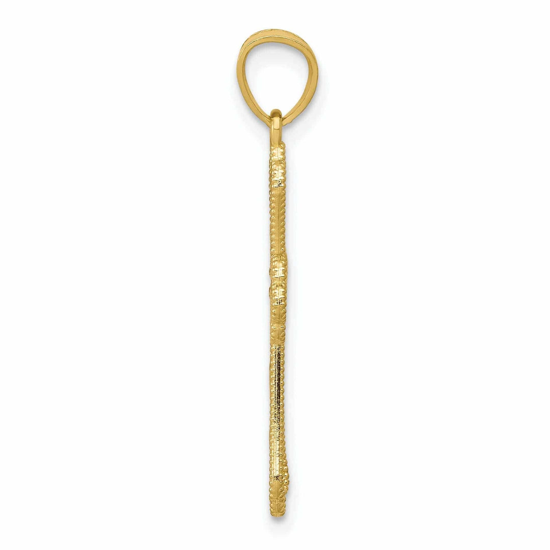 Lovely Rita's Pendants & Charms 10k Yellow Gold Rhodium Polished Cross Pendant