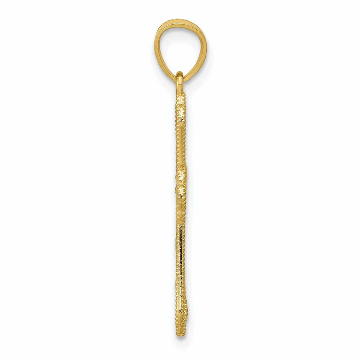 Lovely Rita's Pendants & Charms 10k Yellow Gold Rhodium Polished Cross Pendant