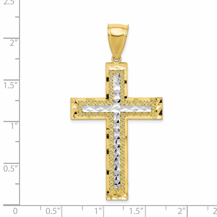 Lovely Rita's Pendants & Charms 10k Yellow Gold Rhodium Textured Cross Pendant