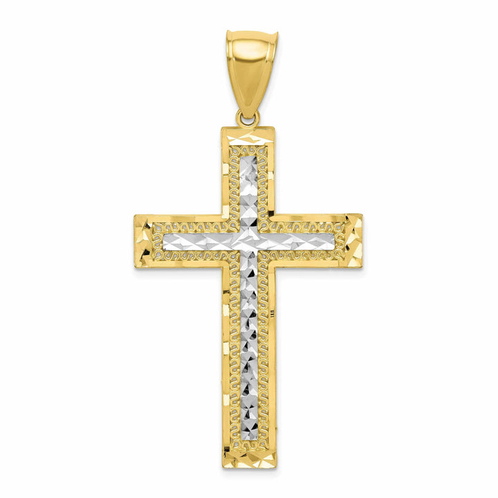 Lovely Rita's Pendants & Charms 10k Yellow Gold Rhodium Textured Cross Pendant