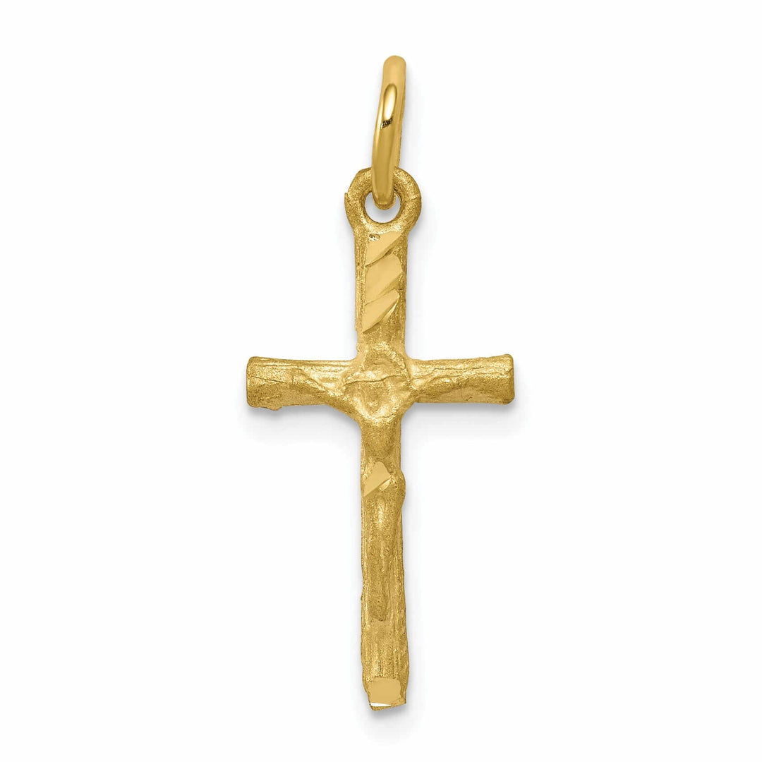 Lovely Rita's Pendants & Charms 10k Yellow Gold Satin Cross With Jesus Pendant