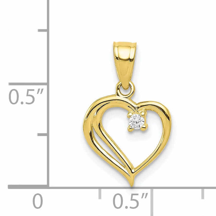 Lovely Rita's Pendants & Charms 10k Yellow Gold Satin Finish C.Z Heart Pendant