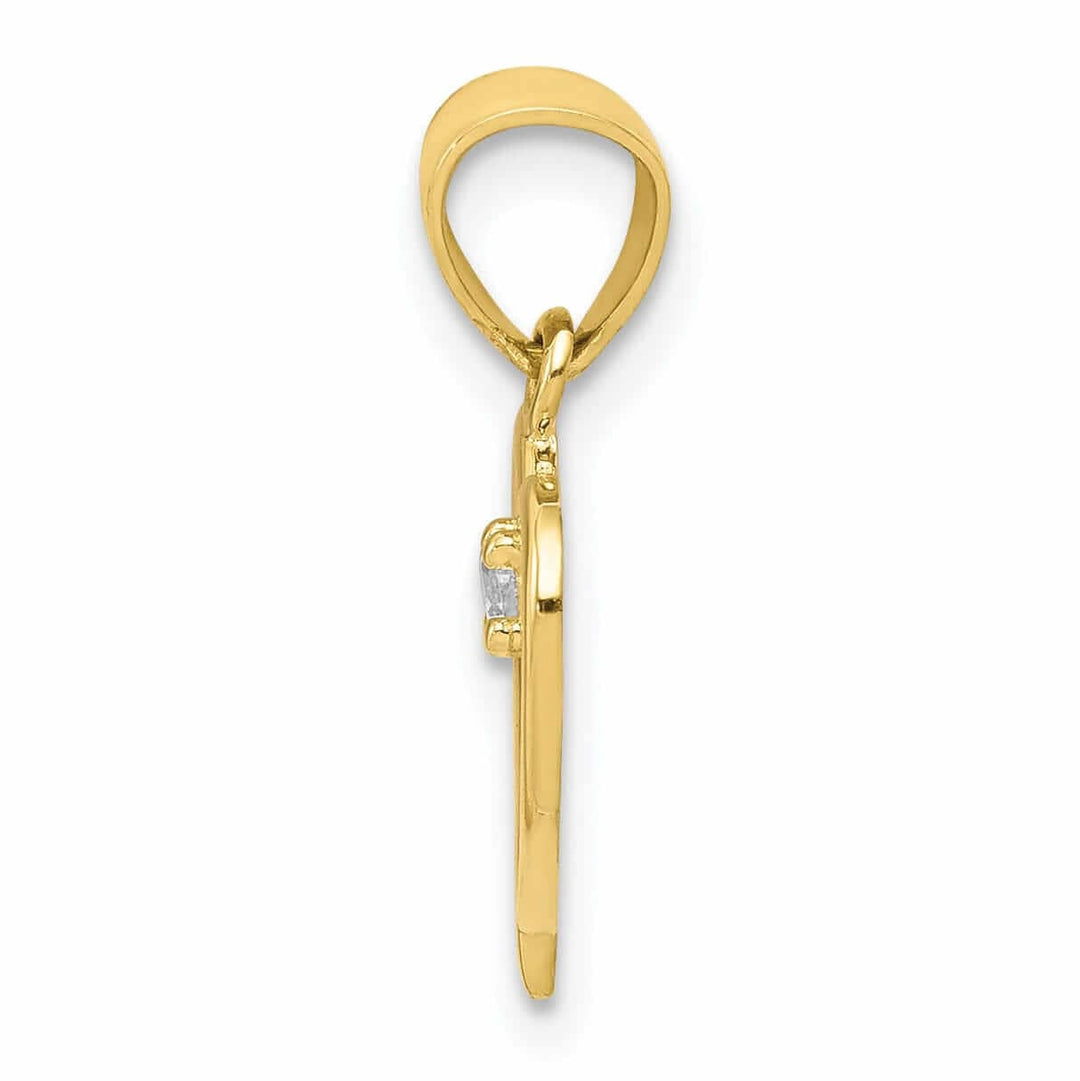 Lovely Rita's Pendants & Charms 10k Yellow Gold Satin Finish C.Z Heart Pendant