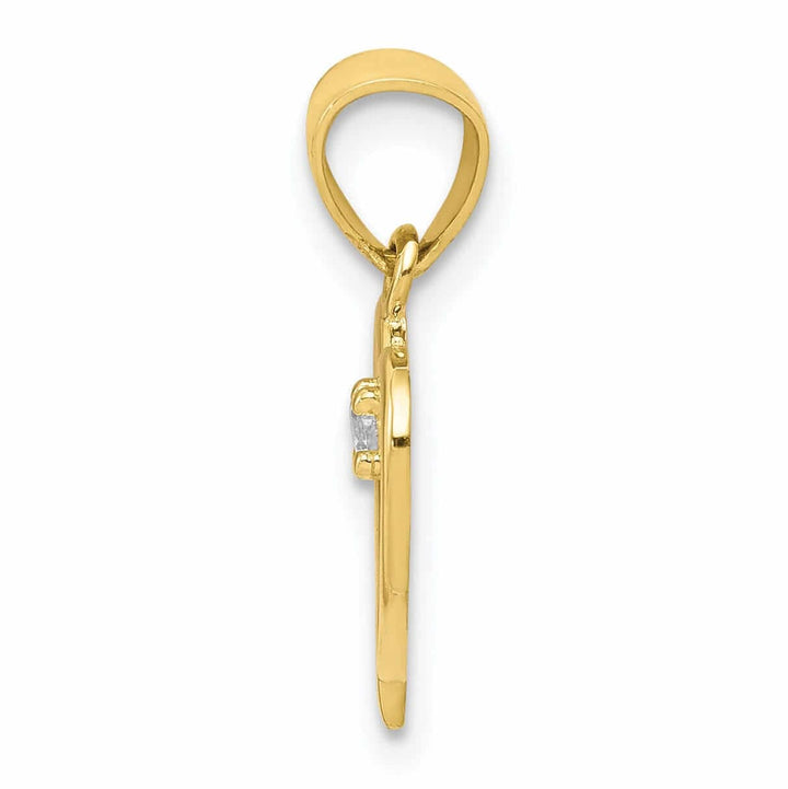 Lovely Rita's Pendants & Charms 10k Yellow Gold Satin Finish C.Z Heart Pendant