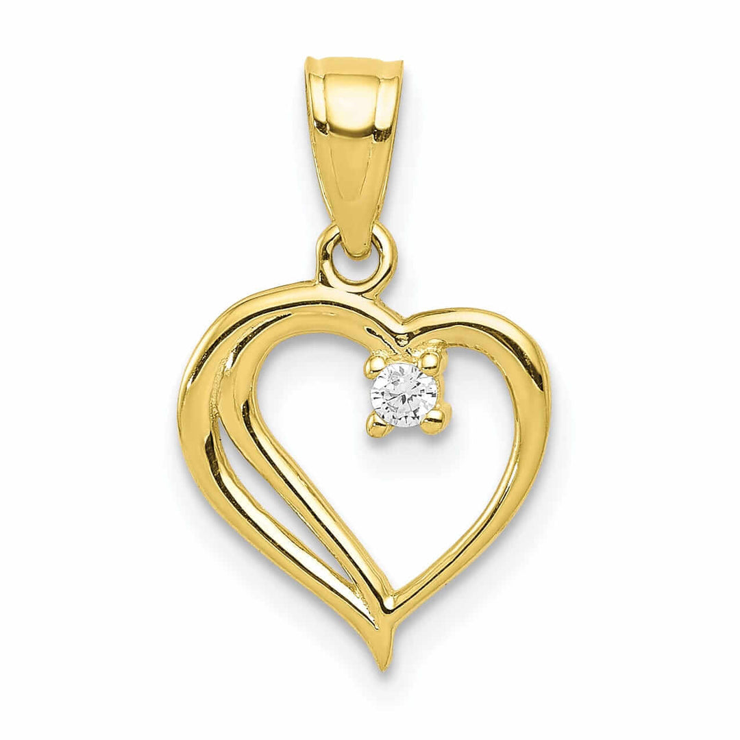 Lovely Rita's Pendants & Charms 10k Yellow Gold Satin Finish C.Z Heart Pendant