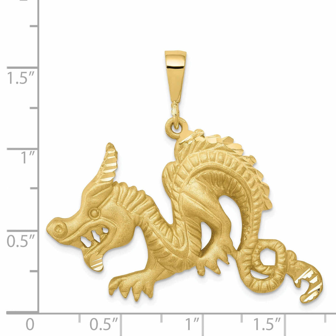 Lovely Rita's Pendants & Charms 10k Yellow Gold Satin Finish Dragon Pendant
