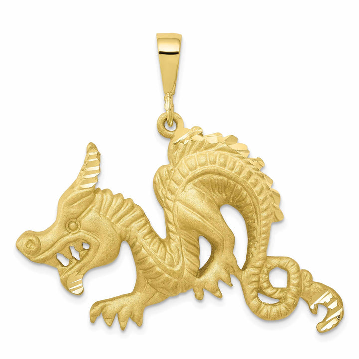 Lovely Rita's Pendants & Charms 10k Yellow Gold Satin Finish Dragon Pendant