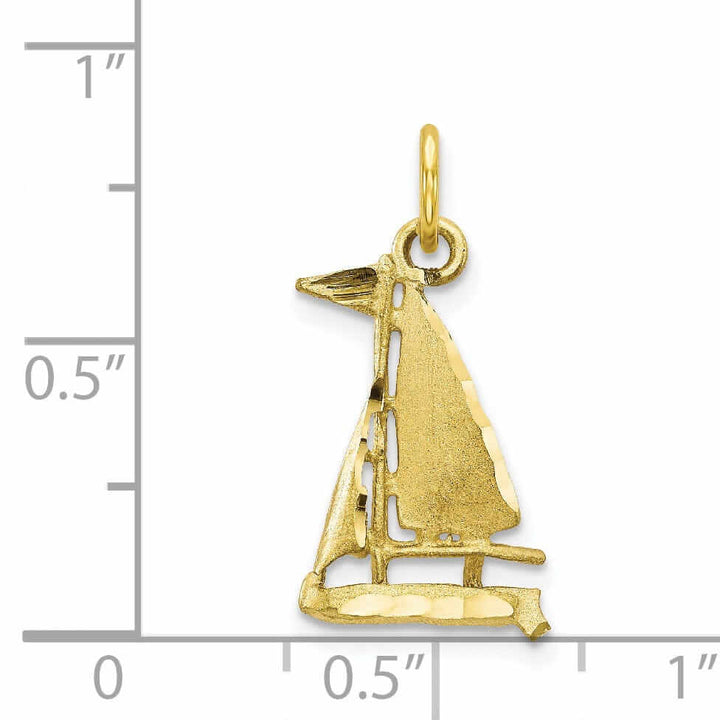 Lovely Rita's Pendants & Charms 10k Yellow Gold Satin Finish Sailboat Pendant