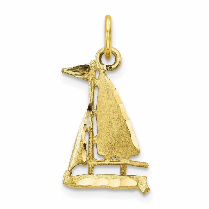 Lovely Rita's Pendants & Charms 10k Yellow Gold Satin Finish Sailboat Pendant