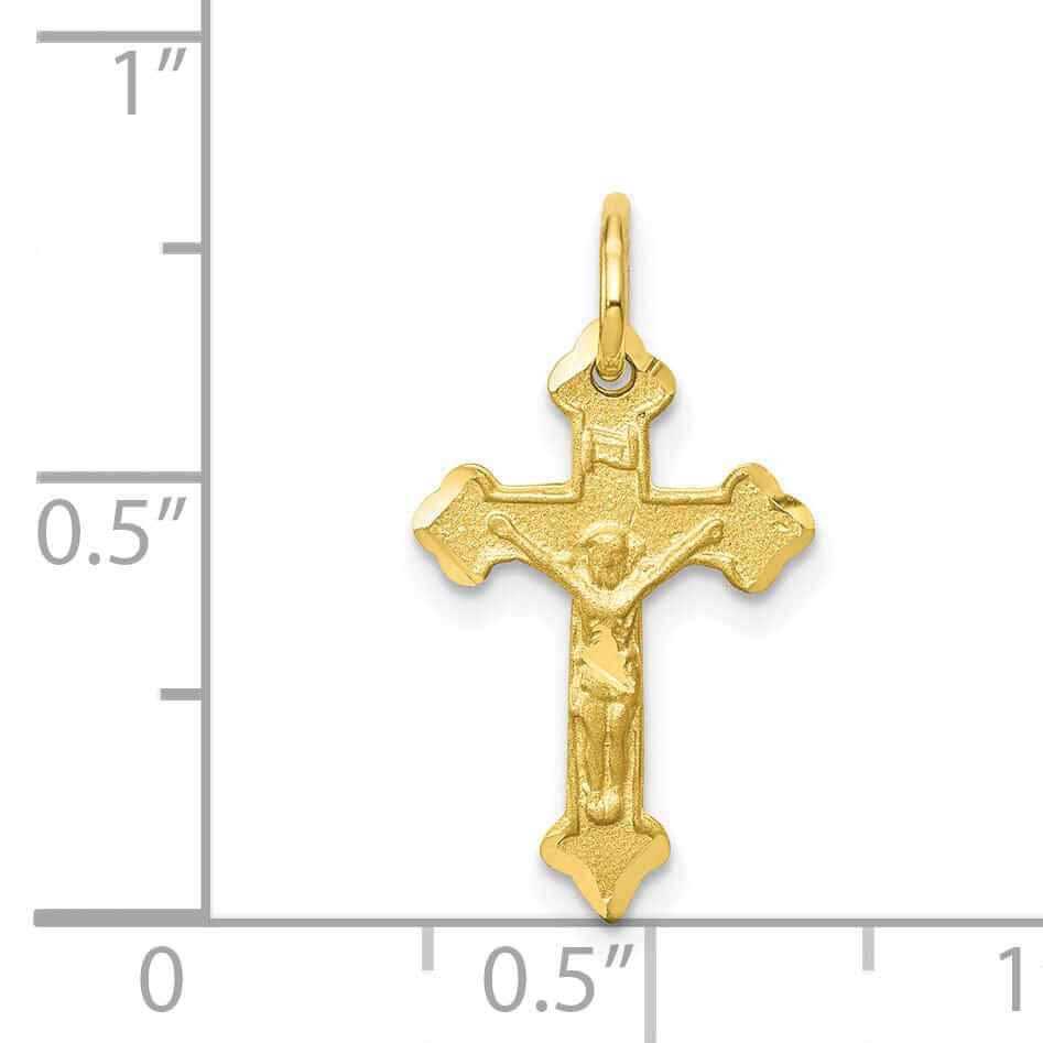 Lovely Rita's Pendants & Charms 10k Yellow Gold Satin Polished Crucifix Charm