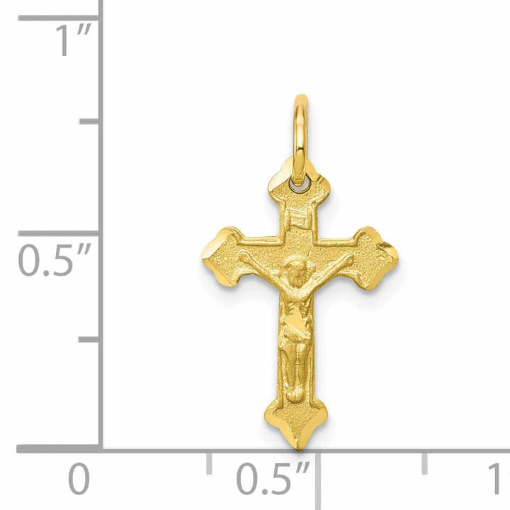 Lovely Rita's Pendants & Charms 10k Yellow Gold Satin Polished Crucifix Charm