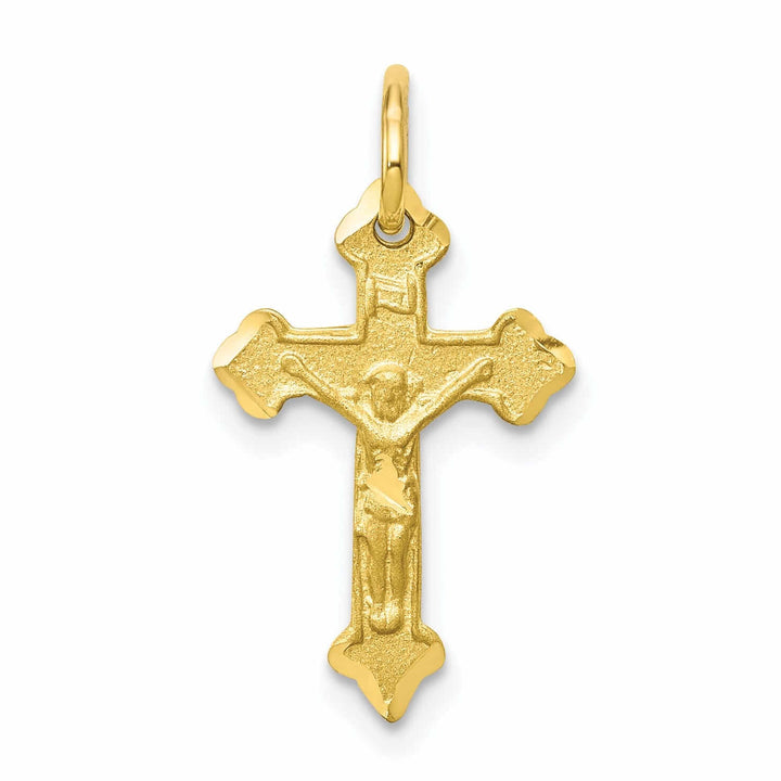 Lovely Rita's Pendants & Charms 10k Yellow Gold Satin Polished Crucifix Charm