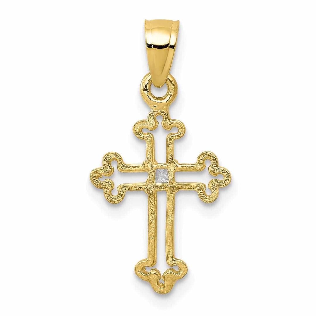 Lovely Rita's Pendants & Charms 10k Yellow Gold Small C.Z Cross Pendant Polished
