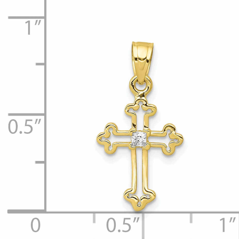 Lovely Rita's Pendants & Charms 10k Yellow Gold Small C.Z Cross Pendant Polished