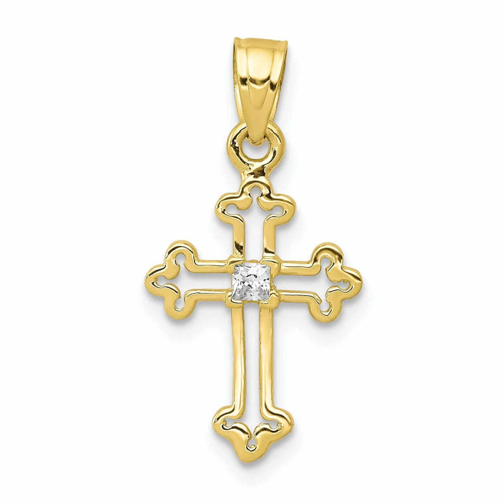 Lovely Rita's Pendants & Charms 10k Yellow Gold Small C.Z Cross Pendant Polished