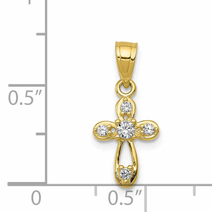 Lovely Rita's Pendants & Charms 10k Yellow Gold Small C.Z Cross Pendant Polished