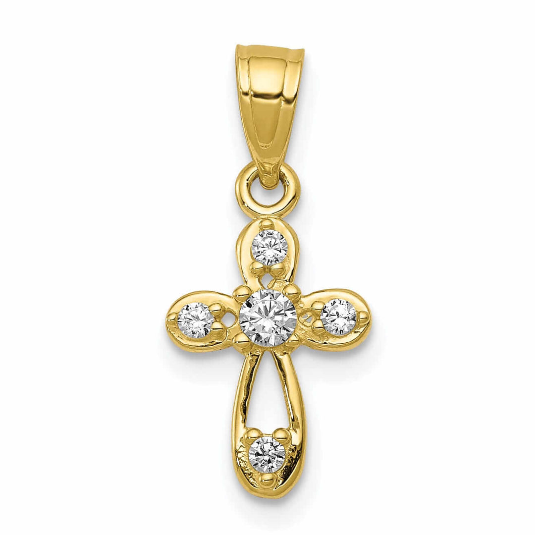 Lovely Rita's Pendants & Charms 10k Yellow Gold Small C.Z Cross Pendant Polished