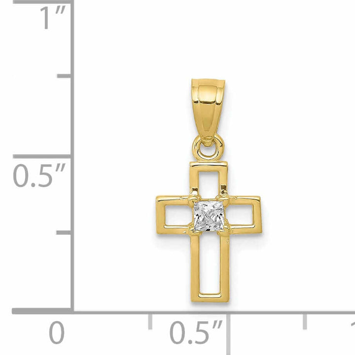 Lovely Rita's Pendants & Charms 10k Yellow Gold Small Cubic Zirconia Cross Pendant