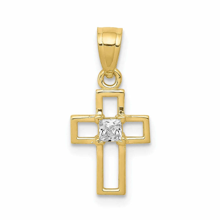 Lovely Rita's Pendants & Charms 10k Yellow Gold Small Cubic Zirconia Cross Pendant
