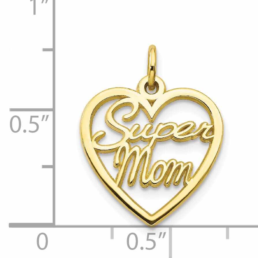 Lovely Rita's Pendants & Charms 10k Yellow Gold Super Mom In a Heart Pendant