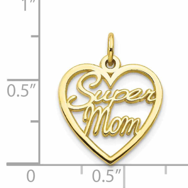 Lovely Rita's Pendants & Charms 10k Yellow Gold Super Mom In a Heart Pendant