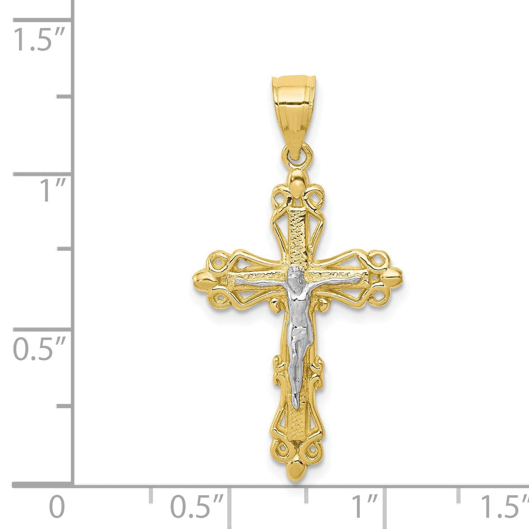 Lovely Rita's Pendants & Charms 10k Yellow Gold Textured Polished Crucifix Pendant