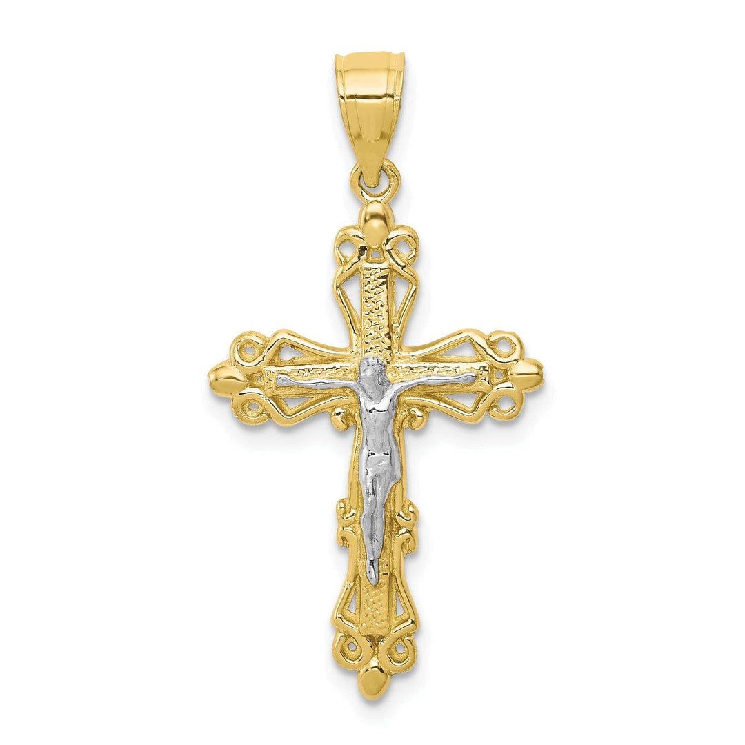 Lovely Rita's Pendants & Charms 10k Yellow Gold Textured Polished Crucifix Pendant
