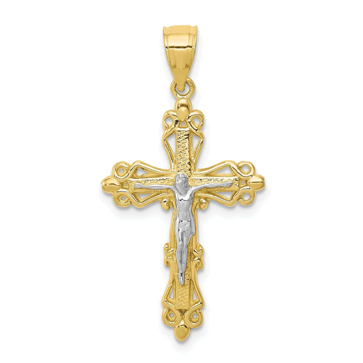 Lovely Rita's Pendants & Charms 10k Yellow Gold Textured Polished Crucifix Pendant