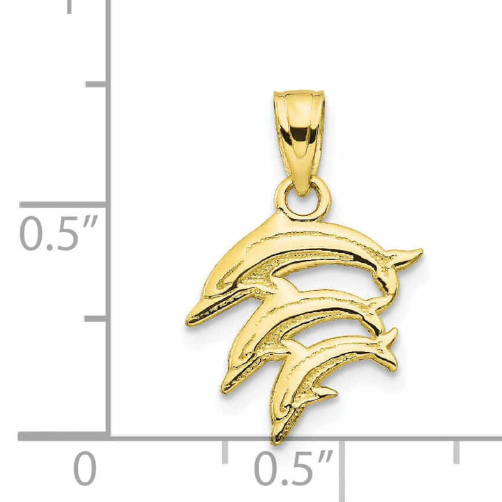 Lovely Rita's Pendants & Charms 10k Yellow Gold Three Dolphins Swimming Pendant