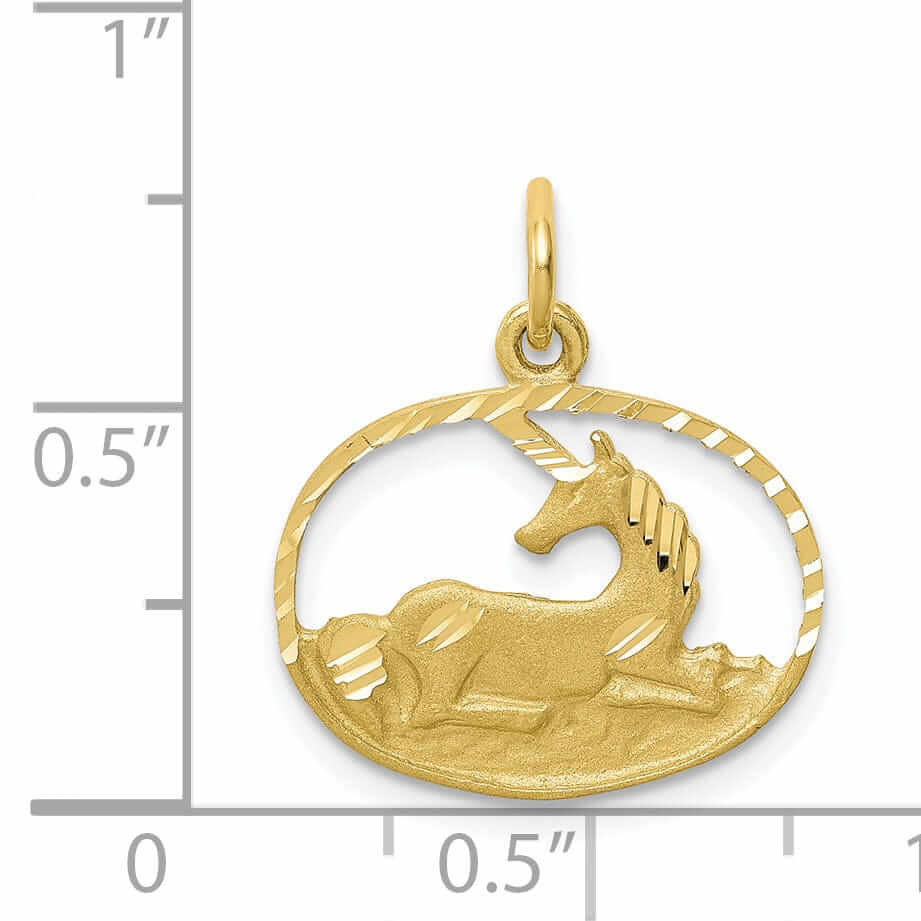 Lovely Rita's Pendants & Charms 10k Yellow Gold Unicorn In Ring Shape Pendant