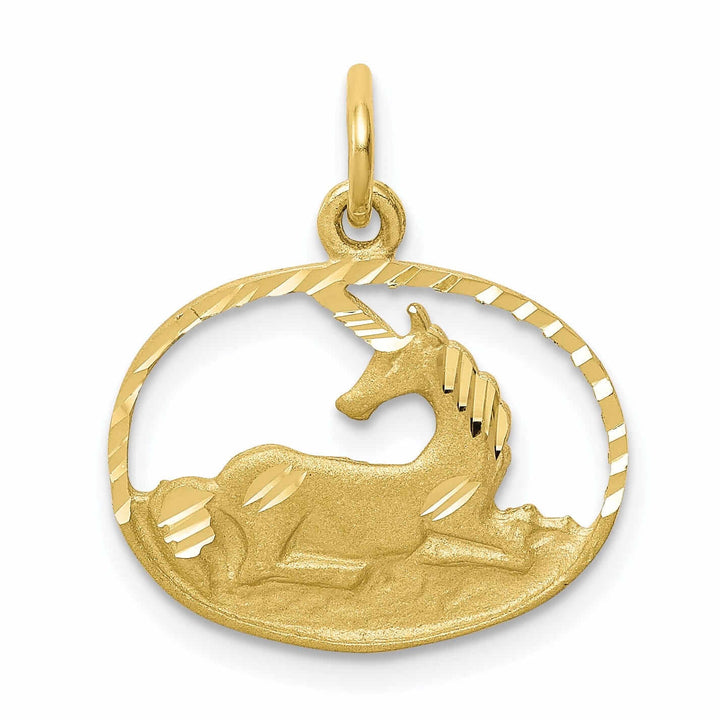 Lovely Rita's Pendants & Charms 10k Yellow Gold Unicorn In Ring Shape Pendant