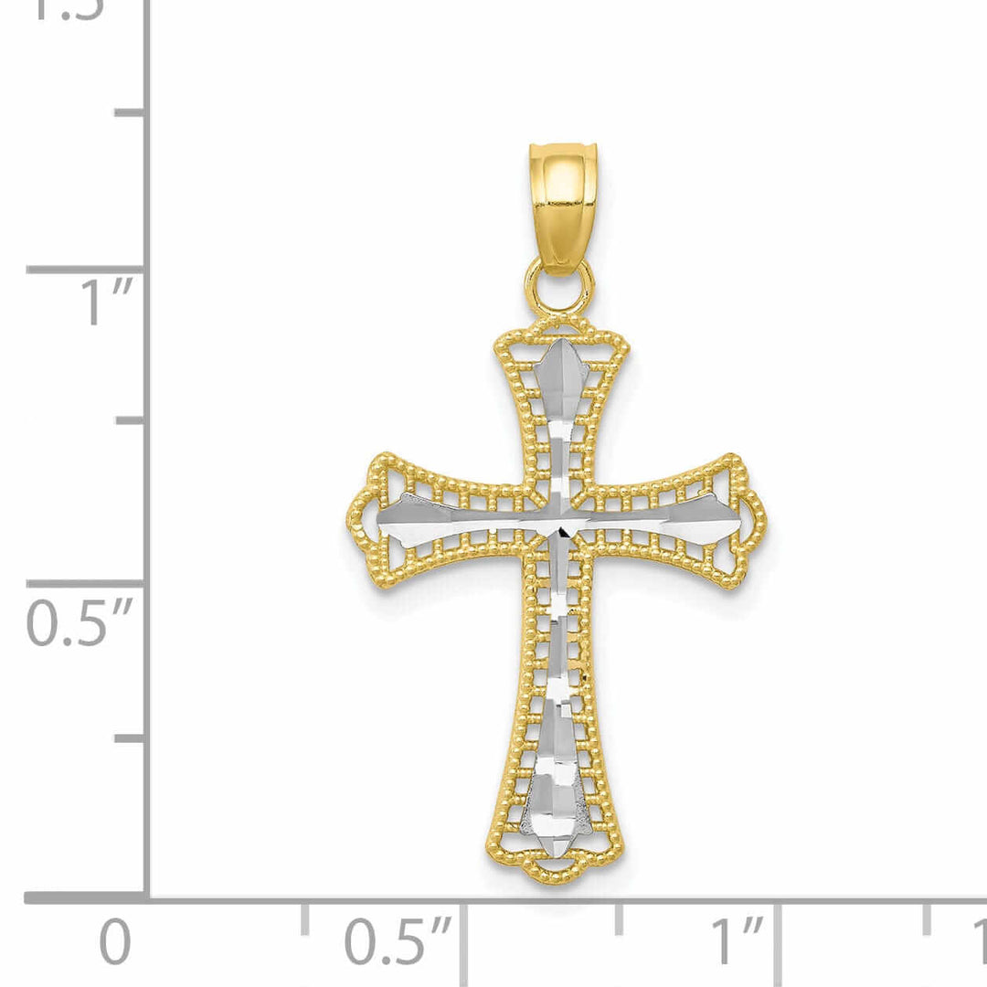 Lovely Rita's Pendants & Charms 10k Yellow Gold With Rhodium Cross Pendant