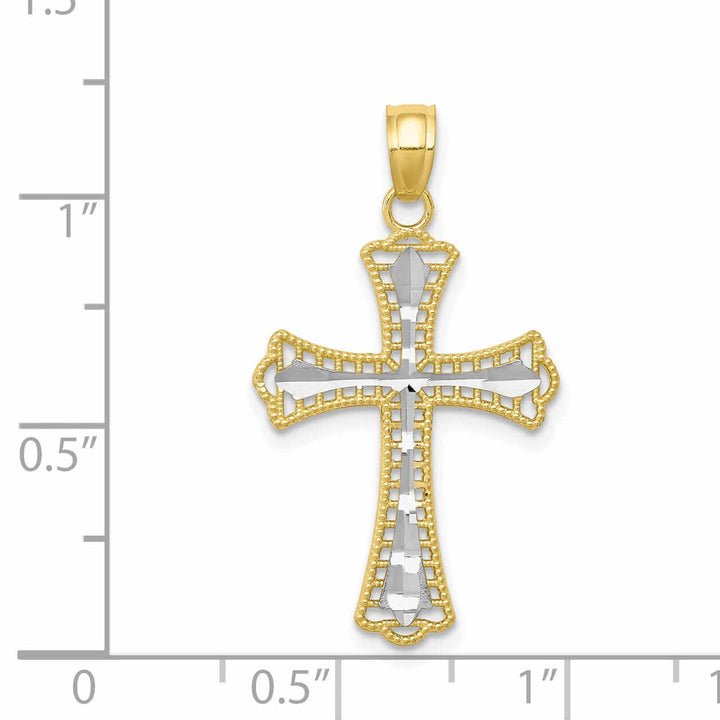 Lovely Rita's Pendants & Charms 10k Yellow Gold With Rhodium Cross Pendant