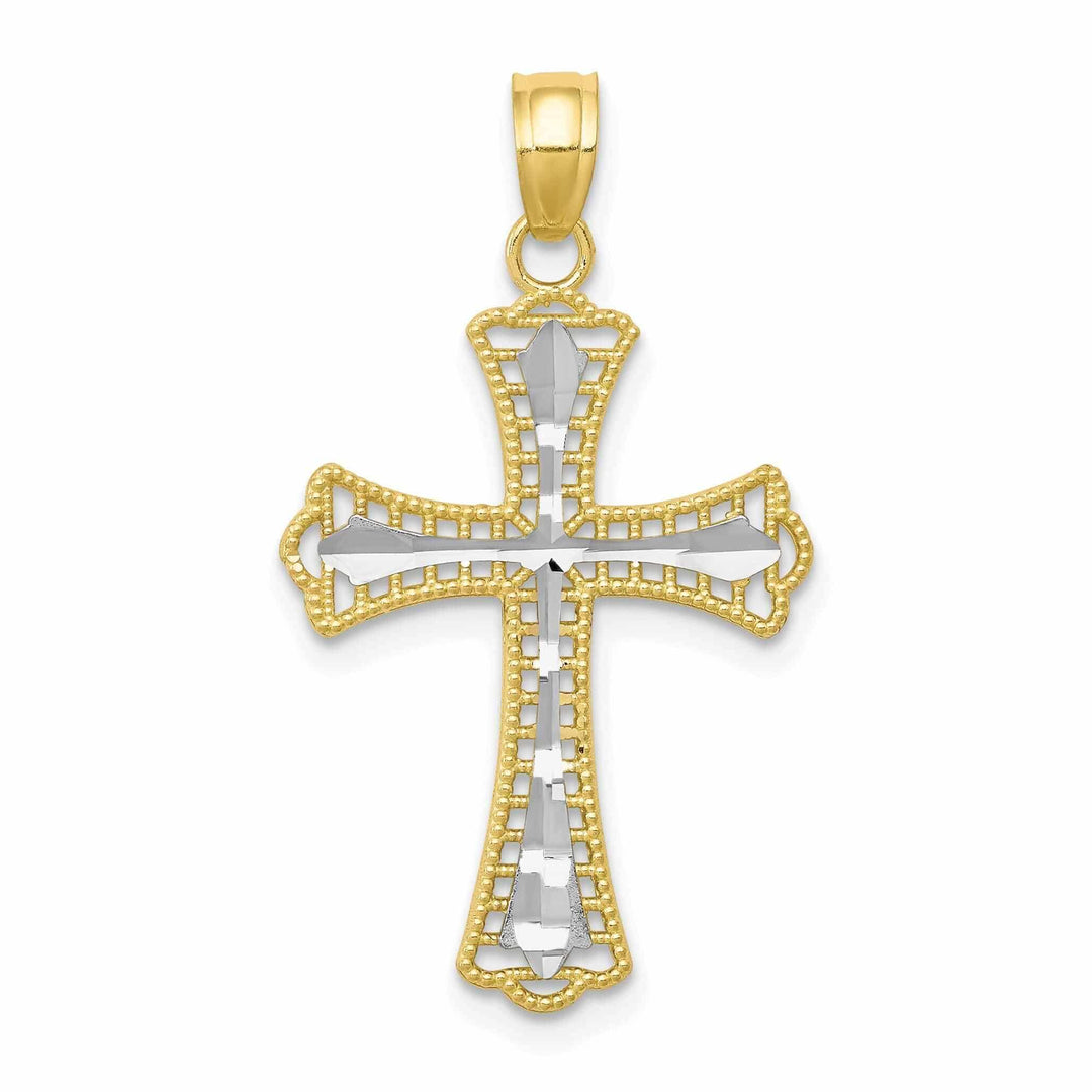 Lovely Rita's Pendants & Charms 10k Yellow Gold With Rhodium Cross Pendant