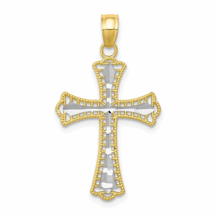 Lovely Rita's Pendants & Charms 10k Yellow Gold With Rhodium Cross Pendant