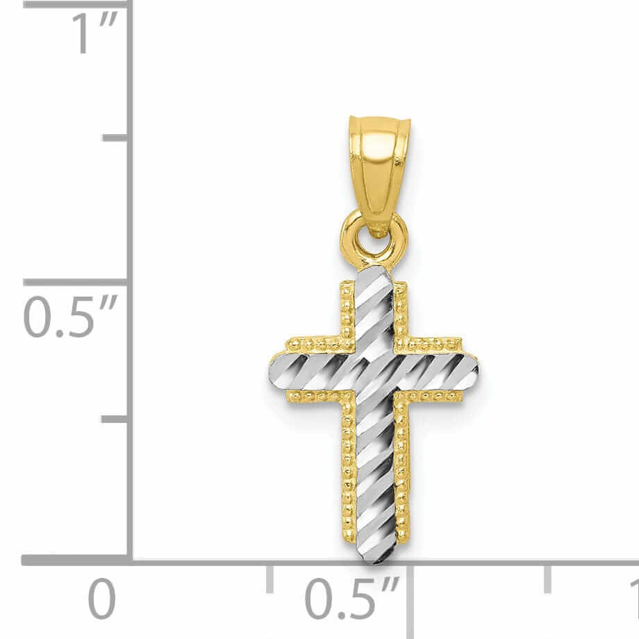 Lovely Rita's Pendants & Charms 10k Yellow Gold With Rhodium Cross Pendant