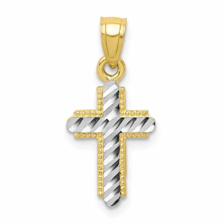 Lovely Rita's Pendants & Charms 10k Yellow Gold With Rhodium Cross Pendant